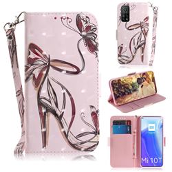 Butterfly High Heels 3D Painted Leather Wallet Phone Case for Xiaomi Mi 10T / 10T Pro 5G