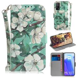 Watercolor Flower 3D Painted Leather Wallet Phone Case for Xiaomi Mi 10T / 10T Pro 5G