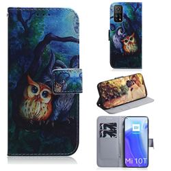 Oil Painting Owl PU Leather Wallet Case for Xiaomi Mi 10T / 10T Pro 5G