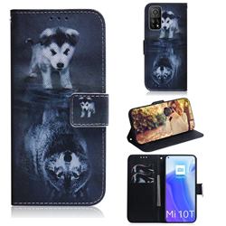 Wolf and Dog PU Leather Wallet Case for Xiaomi Mi 10T / 10T Pro 5G