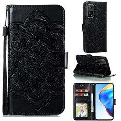 Intricate Embossing Datura Solar Leather Wallet Case for Xiaomi Mi 10T / 10T Pro 5G - Black