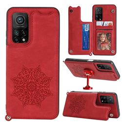 Luxury Mandala Multi-function Magnetic Card Slots Stand Leather Back Cover for Xiaomi Mi 10T / 10T Pro 5G - Red