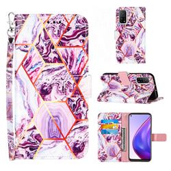 Dream Purple Stitching Color Marble Leather Wallet Case for Xiaomi Mi 10T / 10T Pro 5G