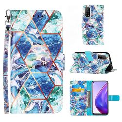 Green and Blue Stitching Color Marble Leather Wallet Case for Xiaomi Mi 10T / 10T Pro 5G