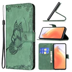 Binfen Color Imprint Vivid Butterfly Leather Wallet Case for Xiaomi Mi 10T / 10T Pro 5G - Green