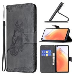 Binfen Color Imprint Vivid Butterfly Leather Wallet Case for Xiaomi Mi 10T / 10T Pro 5G - Black
