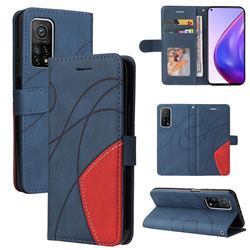 Luxury Two-color Stitching Leather Wallet Case Cover for Xiaomi Mi 10T / 10T Pro 5G - Blue