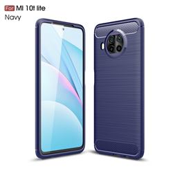 Luxury Carbon Fiber Brushed Wire Drawing Silicone TPU Back Cover for Xiaomi Mi 10T Lite 5G - Navy