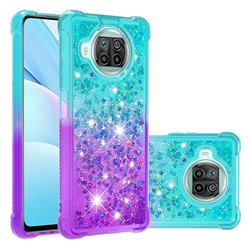 Rainbow Gradient Liquid Glitter Quicksand Sequins Phone Case for Xiaomi Mi 10T Lite 5G - Blue Purple