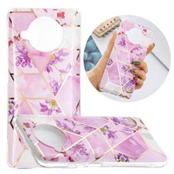 Purple Flower Painted Marble Electroplating Protective Case for Xiaomi Mi 10T Lite 5G