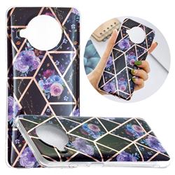 Black Flower Painted Marble Electroplating Protective Case for Xiaomi Mi 10T Lite 5G