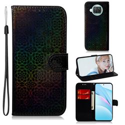 Laser Circle Shining Leather Wallet Phone Case for Xiaomi Mi 10T Lite 5G - Black