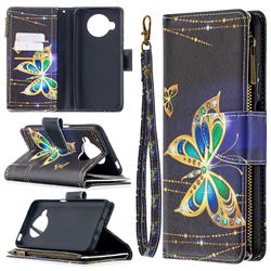 Golden Shining Butterfly Binfen Color BF03 Retro Zipper Leather Wallet Phone Case for Xiaomi Mi 10T Lite 5G