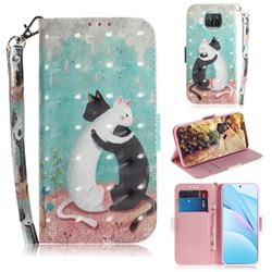 Black and White Cat 3D Painted Leather Wallet Phone Case for Xiaomi Mi 10T Lite 5G