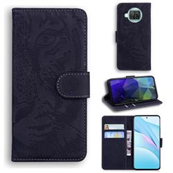 Intricate Embossing Tiger Face Leather Wallet Case for Xiaomi Mi 10T Lite 5G - Black