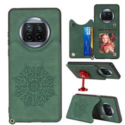 Luxury Mandala Multi-function Magnetic Card Slots Stand Leather Back Cover for Xiaomi Mi 10T Lite 5G - Green