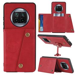 Retro Multifunction Card Slots Stand Leather Coated Phone Back Cover for Xiaomi Mi 10T Lite 5G - Red