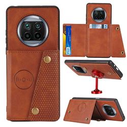 Retro Multifunction Card Slots Stand Leather Coated Phone Back Cover for Xiaomi Mi 10T Lite 5G - Brown