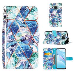 Green and Blue Stitching Color Marble Leather Wallet Case for Xiaomi Mi 10T Lite 5G