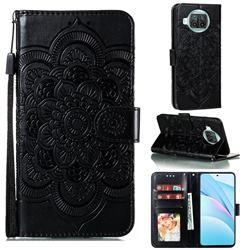 Intricate Embossing Datura Solar Leather Wallet Case for Xiaomi Mi 10T Lite 5G - Black