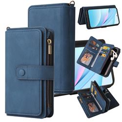 Luxury Multi-functional Zipper Wallet Leather Phone Case Cover for Xiaomi Mi 10T Lite 5G - Blue
