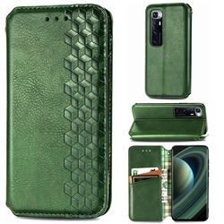 Ultra Slim Fashion Business Card Magnetic Automatic Suction Leather Flip Cover for Xiaomi Mi 10 Ultra - Green