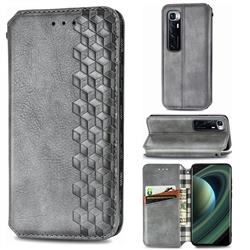 Ultra Slim Fashion Business Card Magnetic Automatic Suction Leather Flip Cover for Xiaomi Mi 10 Ultra - Grey