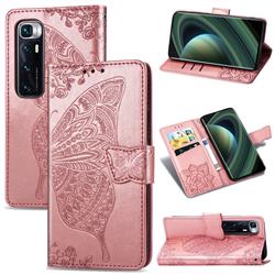 Embossing Mandala Flower Butterfly Leather Wallet Case for Xiaomi Mi 10 Ultra - Rose Gold