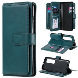 Multi-function Ten Card Slots and Photo Frame PU Leather Wallet Phone Case Cover for Xiaomi Mi 10 Ultra - Dark Green