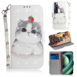 Cute Tomato Cat 3D Painted Leather Wallet Phone Case for Xiaomi Mi 10 Ultra