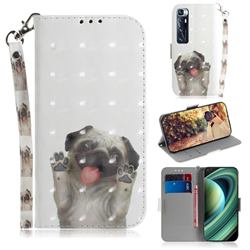 Pug Dog 3D Painted Leather Wallet Phone Case for Xiaomi Mi 10 Ultra