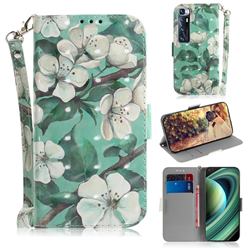 Watercolor Flower 3D Painted Leather Wallet Phone Case for Xiaomi Mi 10 Ultra
