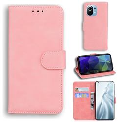 Retro Classic Skin Feel Leather Wallet Phone Case for Xiaomi Mi 11 - Pink