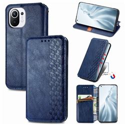 Ultra Slim Fashion Business Card Magnetic Automatic Suction Leather Flip Cover for Xiaomi Mi 11 - Dark Blue
