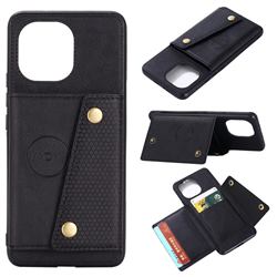Retro Multifunction Card Slots Stand Leather Coated Phone Back Cover for Xiaomi Mi 11 - Black