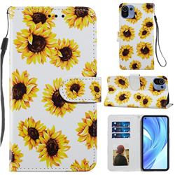 Sunflower Smooth Leather Phone Wallet Case for Xiaomi Mi 11 Lite