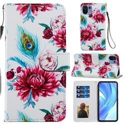 Peacock Flower Smooth Leather Phone Wallet Case for Xiaomi Mi 11 Lite