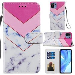 Smoke Marble Smooth Leather Phone Wallet Case for Xiaomi Mi 11 Lite