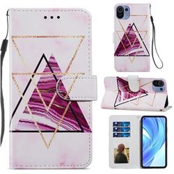 Three-color Marble Smooth Leather Phone Wallet Case for Xiaomi Mi 11 Lite
