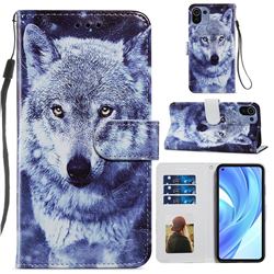 White Wolf Smooth Leather Phone Wallet Case for Xiaomi Mi 11 Lite