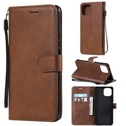 Retro Greek Classic Smooth PU Leather Wallet Phone Case for Xiaomi Mi 11 Lite - Brown