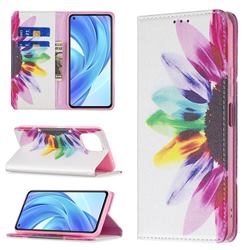 Sun Flower Slim Magnetic Attraction Wallet Flip Cover for Xiaomi Mi 11 Lite