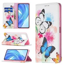 Flying Butterflies Slim Magnetic Attraction Wallet Flip Cover for Xiaomi Mi 11 Lite