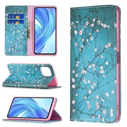 Plum Blossom Slim Magnetic Attraction Wallet Flip Cover for Xiaomi Mi 11 Lite