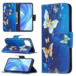 Golden Butterflies Leather Wallet Case for Xiaomi Mi 11 Lite