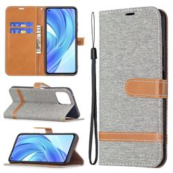 Jeans Cowboy Denim Leather Wallet Case for Xiaomi Mi 11 Lite - Gray