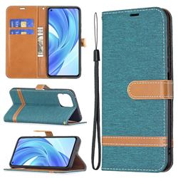 Jeans Cowboy Denim Leather Wallet Case for Xiaomi Mi 11 Lite - Green