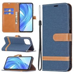 Jeans Cowboy Denim Leather Wallet Case for Xiaomi Mi 11 Lite - Dark Blue