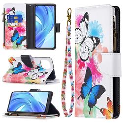 Vivid Flying Butterflies Binfen Color BF03 Retro Zipper Leather Wallet Phone Case for Xiaomi Mi 11 Lite