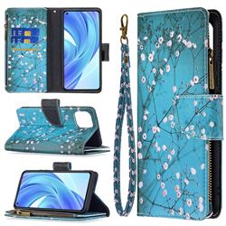 Blue Plum Binfen Color BF03 Retro Zipper Leather Wallet Phone Case for Xiaomi Mi 11 Lite